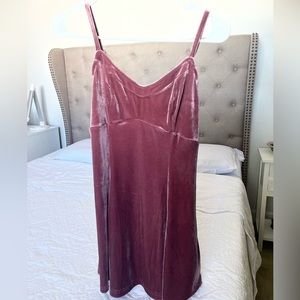 pink velvet dress